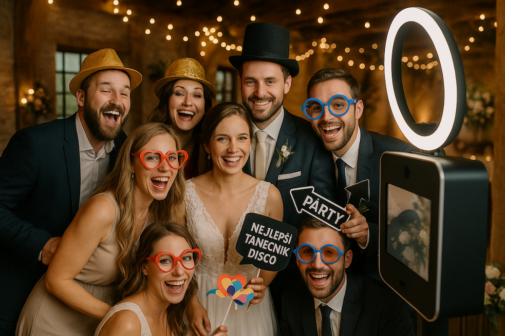 Modern wedding photo booth